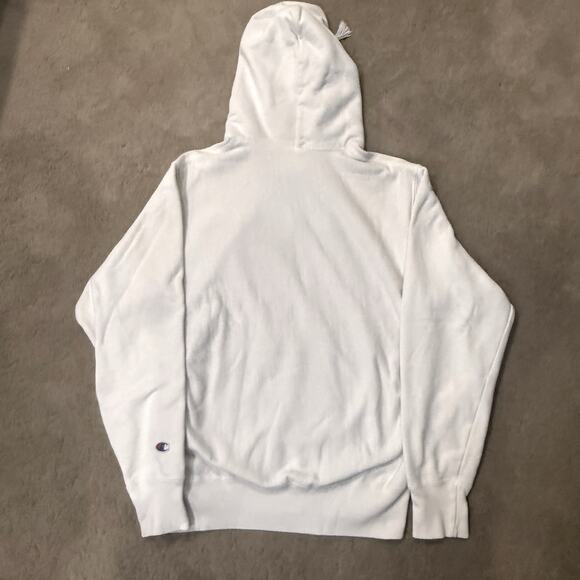 Vtg Champion Reverse Weave Hoodie M Sweatshirt White Logo Spell Out 90s Retro - Picture 3 of 7